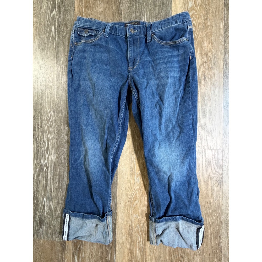 Banana Republic Capri Jeans Womens 30/10R Blue Medium Wash Cuffed Stretch Denim